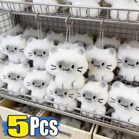 1/3/5 Unidades Chaveiro De Gato Siamês Fofo-Acessórios De Bolsa Presente De Brinquedo-Pelúcia Kawaii-Boneca Macia E Fofa