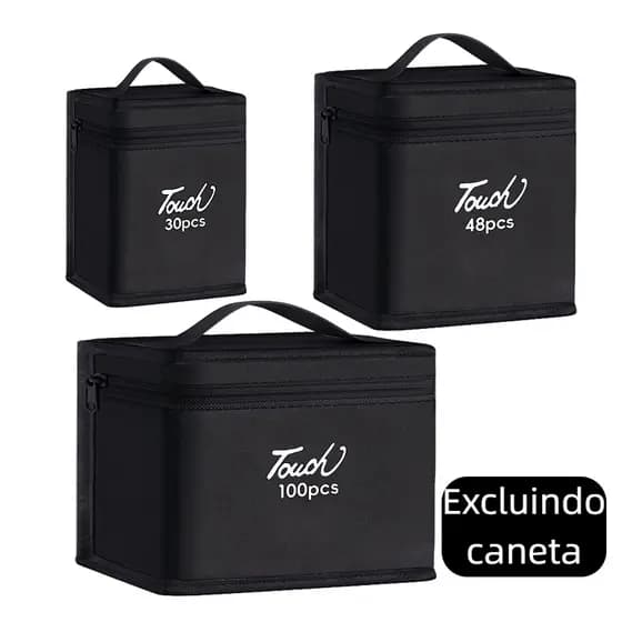 [Sem caneta de marcação]  Marcadores Caneta Preta Bolsa De Armazenamento Enorme Zíper De Grande Capacidade De Arte Dobrá