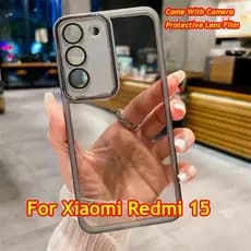 Xiaomi Redmi 15 4G 5G 2025 14C 13C 13 13X Capa Transparente À Prova De Choque Com Filme Protetor De Lente De Câmera Tras