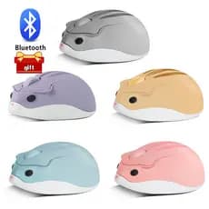 Bluetooth/2.4G Mouse Sem Fio Hamster Bonito Desenho Animado Em Forma De Criativo Mudo Mause Ergonômico Mini 3D Óptico Mice