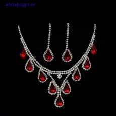 Conjunto De Joias De Casamento Romântico 2 Peças/Set Noiva De Cristal Brilhante Brincos De Colar Feminino [BR]