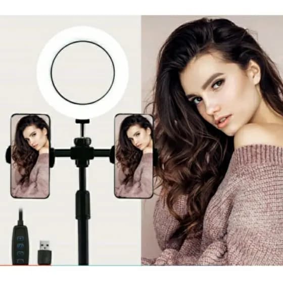 Ring Light  e Tripé Multi Posições Multifuncional: regulável USB Fill Light Live