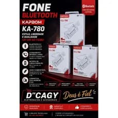 Fone de Ouvido Intra Auricular Bluetooth com Case de Carregamento Transparente Kapbom KA-780