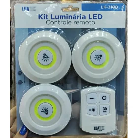 Kit 3 Lampadas Spot Led Luminaria Controle Remoto Sem Fio