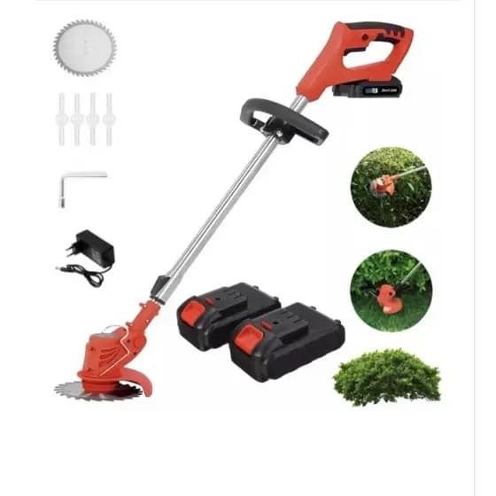 Cortador De Grama Sem Fio Roçadeira Portatil Com 2 Bateria 21v Cor Laranja LWJ-217
