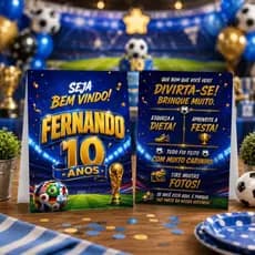 Plaquinha de agradecimento Tema Futebol - Centro de mesa