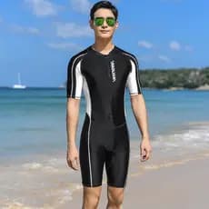 Roupa De Mergulho Masculina/Maiô/Traje De Natação De Uma Peça De Manga Curta Com Proteção UV