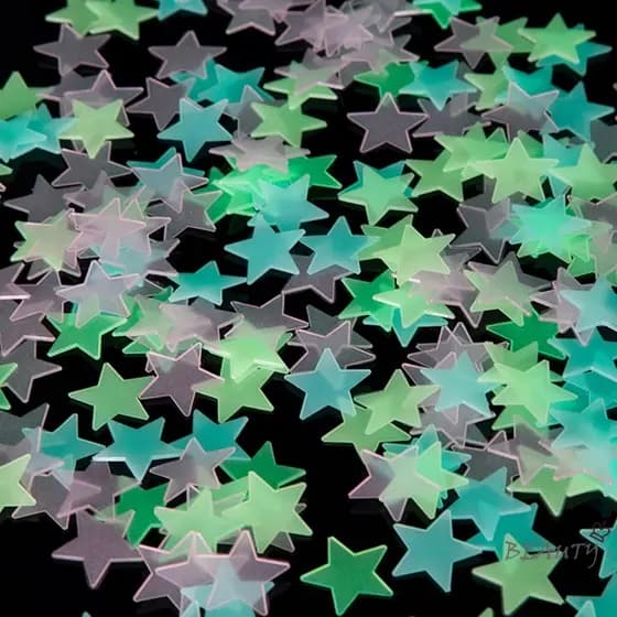 Adesivos De Parede De Estrela Que Brilham No Escuro , Decoração De Teto De Quarto De Plástico Autoadesivo Para Criança