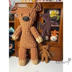 Boneca De Urso De Crochê DIY Tricotada À Mão-Presente Caseiro Estilo Feijão Fofo