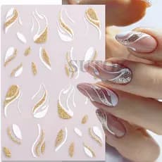Decalques de Manicure Linha Glitter Francês Manicure Pena Manicure Acessórios de Manicure Adesivo de Unhas