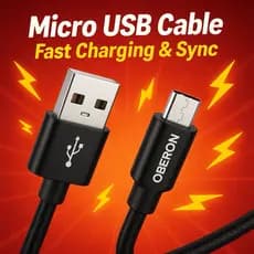 Cabo Micro USB Oberon – Reforçado, Carregamento Rápido e S incronização  vc