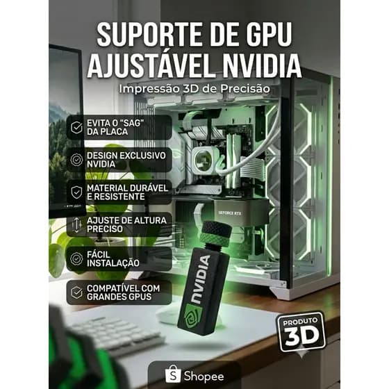 Suporte para Placa de Vídeo NVIDIA AMD RX GTX GEFORCE  – Impressão 3D