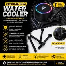 Parafusos para Water Cooler PC | Kit com 4 Unidades | Fixação Radiador / Cooler