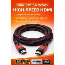 Cabo HDMI 1,5m 4K Ultra HD High Speed | Alta Qualidade + Conector Banhado a Ouro