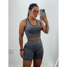 Conjunto Fitness Feminino Academia Look Perfeito Para Treino cropped e calça - pop modas jeans