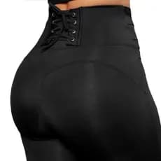 Calça Legging Feminina Poliamida Cintura Alta Levanta Bumbum com Zíper Frontal e Ilhós Ajustável