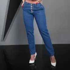 Calça Mom com Botões na Frente Luxe Jeans Pop Modas