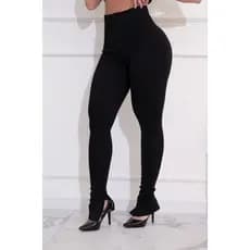 Calça legging Ponto roma cintura alta com detalhes na barra - pop modas jeans