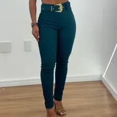 Calça legging malha pop verde feminina acompanha o cinto - pop modas jeans