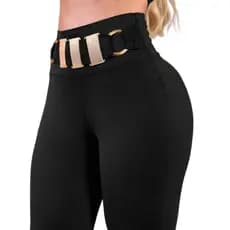 Calça Legging Feminina Com Fivela Dourado Skinny Leg Costura Reforçada Zero Transparência