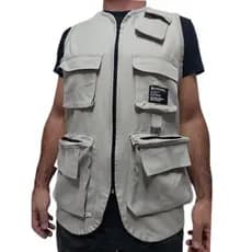 Colete Longo Zíper com bolsos Premium - fotógrafo/pesca/tático/caça/camping/safari/pescador/carga/camuflado/militar/cinegrafista
