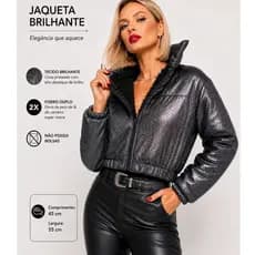 BRILHANTE Bobojaco FORRADO Teddy (FORRO DUPLO) Cropped Mega QUENTE/jaqueta puffer curta/blusa feminina de frio inverno