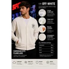 FLANELADA: Moletom NYC BORDADO OFFWhite com decote em V/fechamento em botão/agasalho esportivo masculino tênis/beisebol