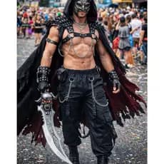Calça TACTEL com Corrente - Bolsos - Trava engate rápido/cargo/look festival gótico/carnaval traje fantasia cosplay