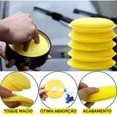 Kit Aplicador de Espuma Esponja Automotivo Cera Pretinho Couro Silicone