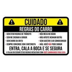KIT 2 Adesivos Sticker Automotivo - Regras do Carro