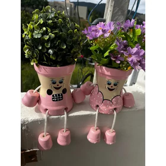 Casal de vaso articulado-vaso decorativo, vaso com estampa, vaso menina, vaso menino
