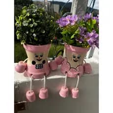 Casal de vaso articulado-vaso decorativo, vaso com estampa, vaso menina, vaso menino