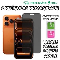 2 PELÍCULAS DE PRIVACIDADE DE VIDRO 3D PARA IPHONE TODOS MODELOS IOS XR 11 12 13 14 15 16 PRO MAX