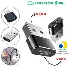 ADAPTADOR TIPO C (FÊMEA) PARA USB-A 2.0 (MACHO) / CARREGAMENTO E TRANSMISSÃO DE CARGA A-60U