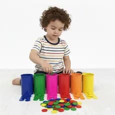 Cofres Coloridos Com Moedas Brinquedo 6 Cores Pedagógico Coordenação Motora Fina Montessori Educação Infantil Sensorial