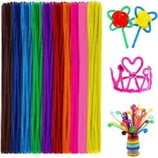 100 Hastes de Chenille Coloridas 30cm x 6mm Limpador de Cachimbo para Artesanato Escolar e Atividades Criativas