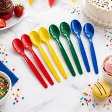 Kit Colheres Plásticas Coloridas Infantil para Crianças | Colheres Resistentes para Alimentação Escolar Lanche Creche