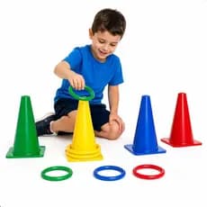 Kit De 4 Cones Pvc Com 24 Argolas Infantil Plásticas Colorida