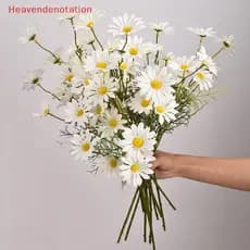 HDBR 52cm Margarida Branca Flor Artificial 5 Cabeças De Seda Camomila Buquê De Flores Falsas DIY Casa Jardim Festa Decor