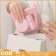 HDBR > Grande Capacidade Portátil Malha Pequena Bolsa De Maquiagem Lipsti Organizador Saco Grade De Almofada Sanitária D