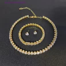 AWBR 4 Pçs/Set Mulheres Conjunto De Jóias De Cristal Para Charme Nelace Pulseira Brinco Branco Zircão Corrente