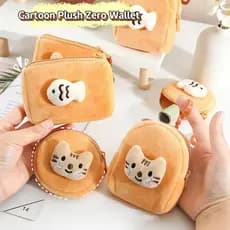 Belaeza Bebe Dos Desenhos Animados Bonito Gato Peixe Moeda Bolsa Criativa Pelúcia Animal Carteira Crianças Mini Zíper Sa