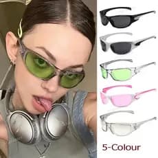 Y2K Quadrado Esportes Óculos De Sol Verde Homens Mulheres Conduzindo Pesca Ao Ar Livre Anti UV Doce Legal Meninas Quentes