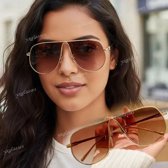 Europeu Americano Metal Emoldurado Sapo Óculos De Sol Para Mulheres Moda Gradiente Lentes Resistente UV Ao Ar Livre Somb