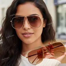 Europeu Americano Metal Emoldurado Sapo Óculos De Sol Para Mulheres Moda Gradiente Lentes Resistente UV Ao Ar Livre Somb
