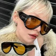 Óculos De Sol Piloto De Armação Grande Da Moda Para Mulheres Homens Retrô T Word Unissex Proteção UV