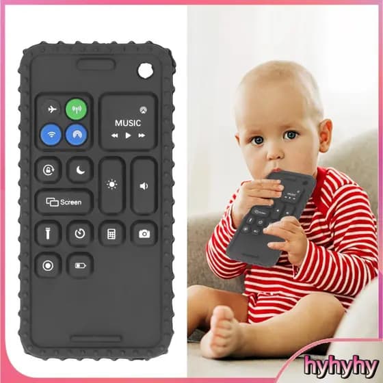 Hyhyhy Aqur2020 Mordedor de bebê de silicone de qualidade alimentar em formato de telefone inteligente com botões