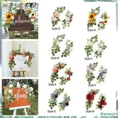 [Freneci] Arco De Casamento De 2 Peças , Flores Artificiais , Decorações De Sinal De Boas-Vindas Para Cadeira