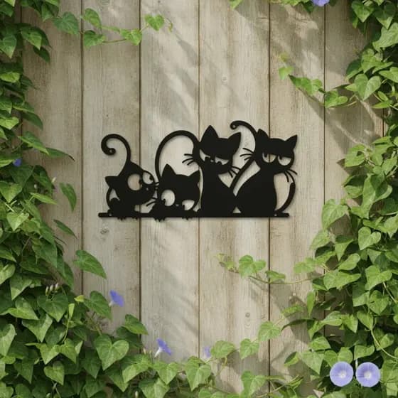 Decoração De Parede De Gato De Metal , Arte Plano , Leve E Fina Para Proprietários De Casa , Sala De Estar , Entrada