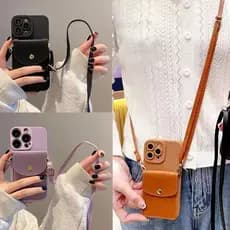 Cartera con tapa para Samsung Galaxy S24 Ultra + FE A05s A15 A25 A35 A55 F15 M15 M55 M35 M34 M54 tarjetero con cordón
